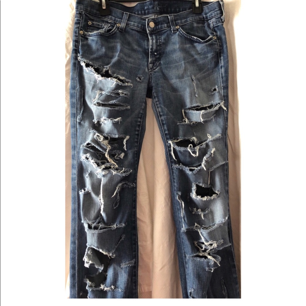 7 for All Mankind Distressed Denim Jeans, Size 32 - Picture 9 of 9